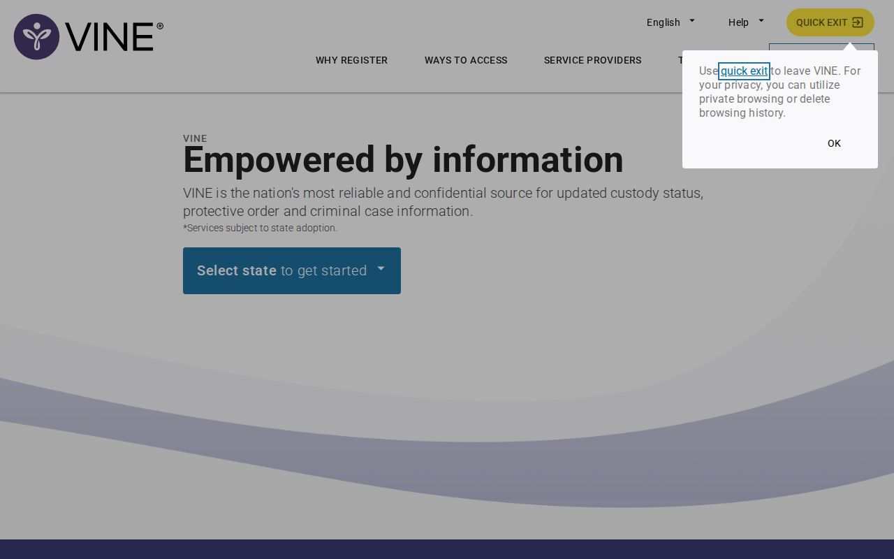 VINELink public custody search interface for selecting Kentucky and finding an offender